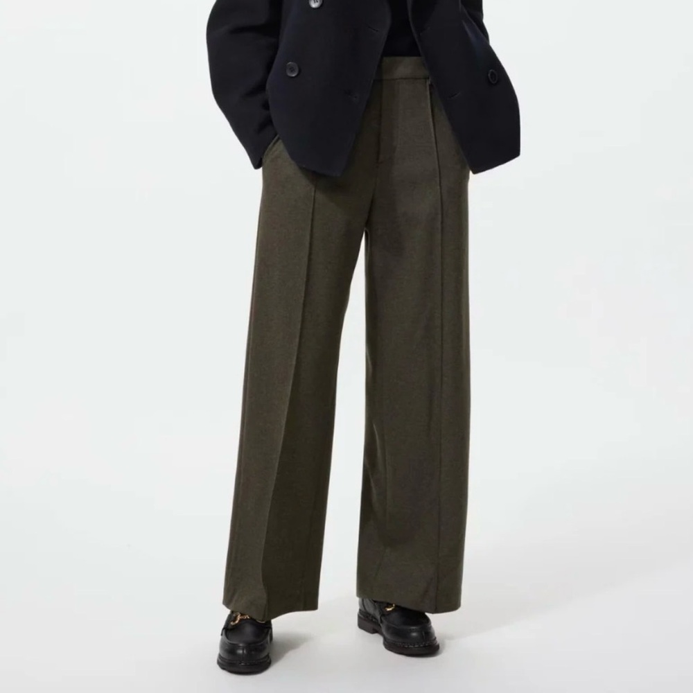 Uniqlo Women's Jersey Wide Pants Olive XS Work Trousers